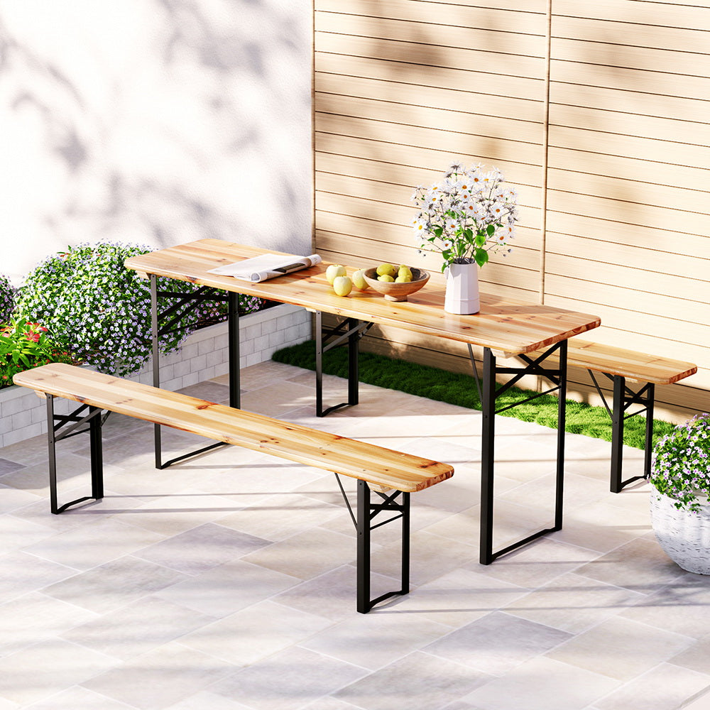 Gardeon Outdoor Wooden Bench Dining Set (3-Piece)