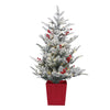 Christmas Tree 1M LED Potted Red Berries Flocked