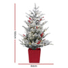 Christmas Tree 1M LED Potted Red Berries Flocked