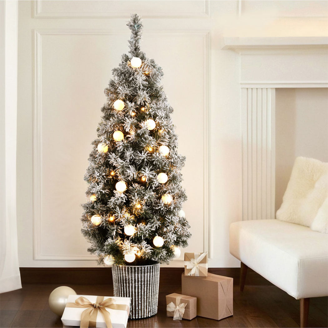 1.2M Snowy Potted Christmas Tree