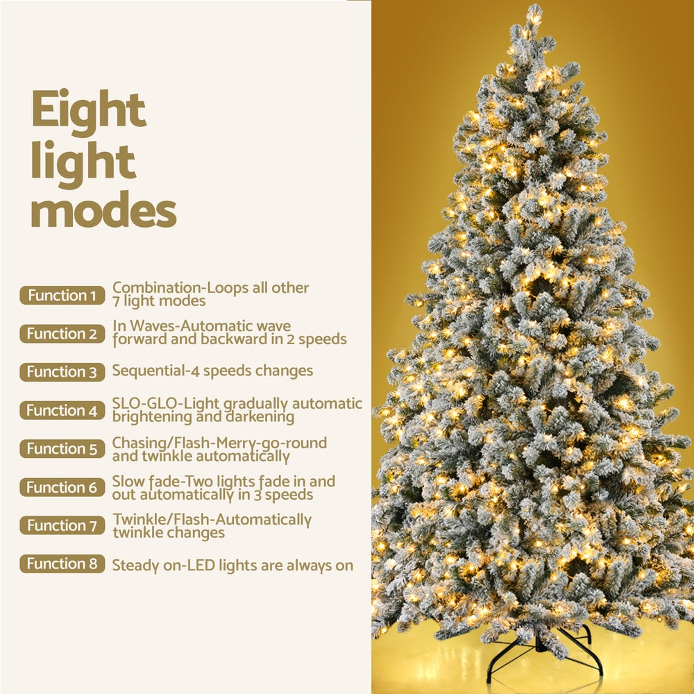 Christmas Tree 2.1m Snow Flocked LED 8 Light Modes