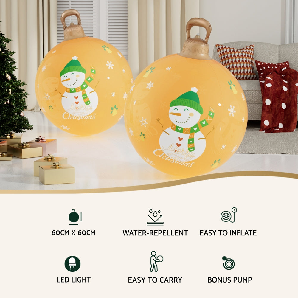 Christmas Inflatable Ball 60cm Led Illuminated Snowman