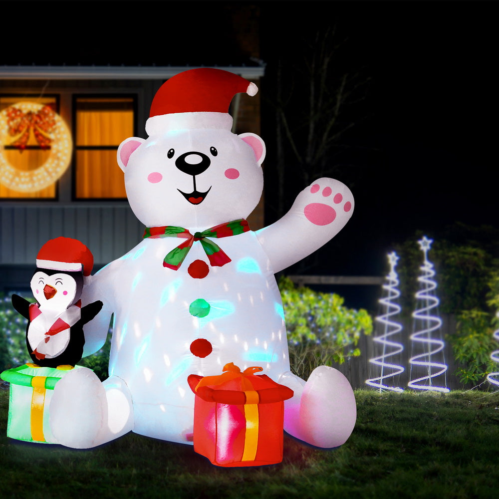 Christmas Inflatable Bear 1.8M Height LED Outdoor Illuminated