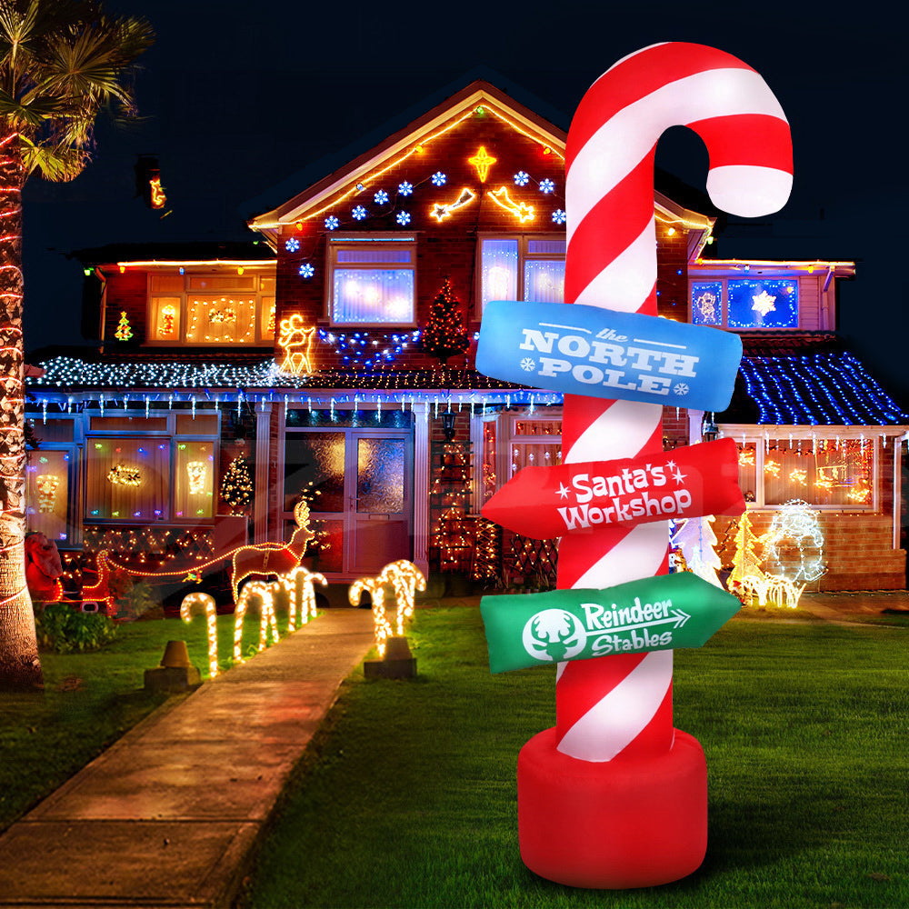2.4M Illuminated Christmas Inflatable Candy Cane Pole