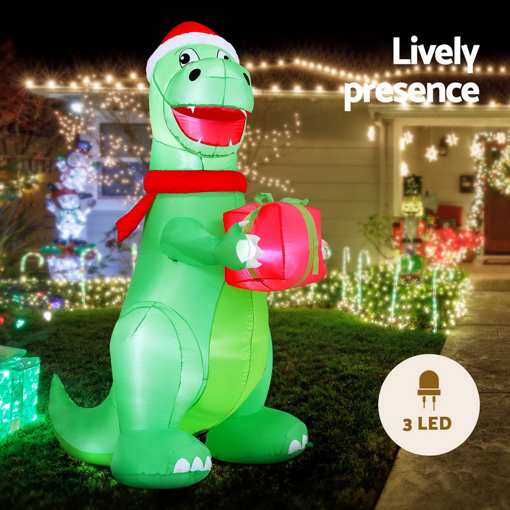 1.8M Christmas Inflatable Dinosaur with LED Lights