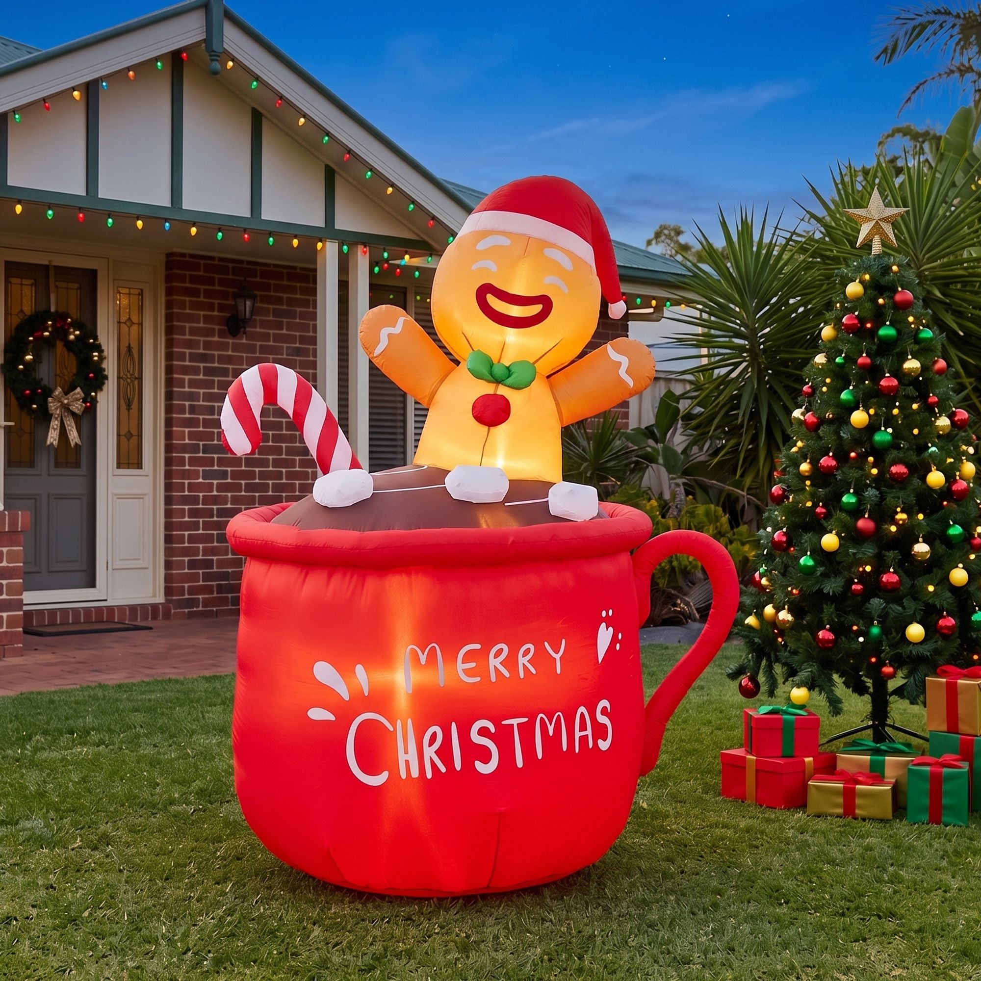 1.8M Christmas Inflatable Cup with LED Lights