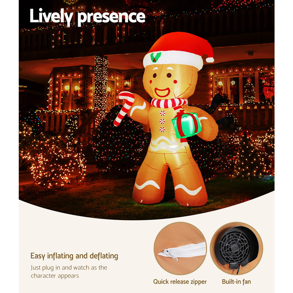 Christmas Inflatable Gingerbread Man 2.4M Illuminated