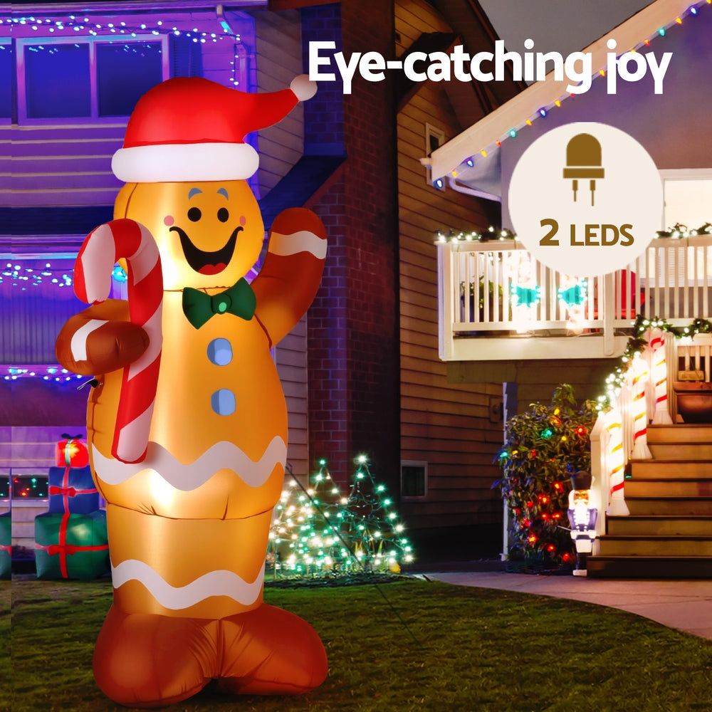 1.5M Christmas Inflatable Gingerbread Man with LED Lights