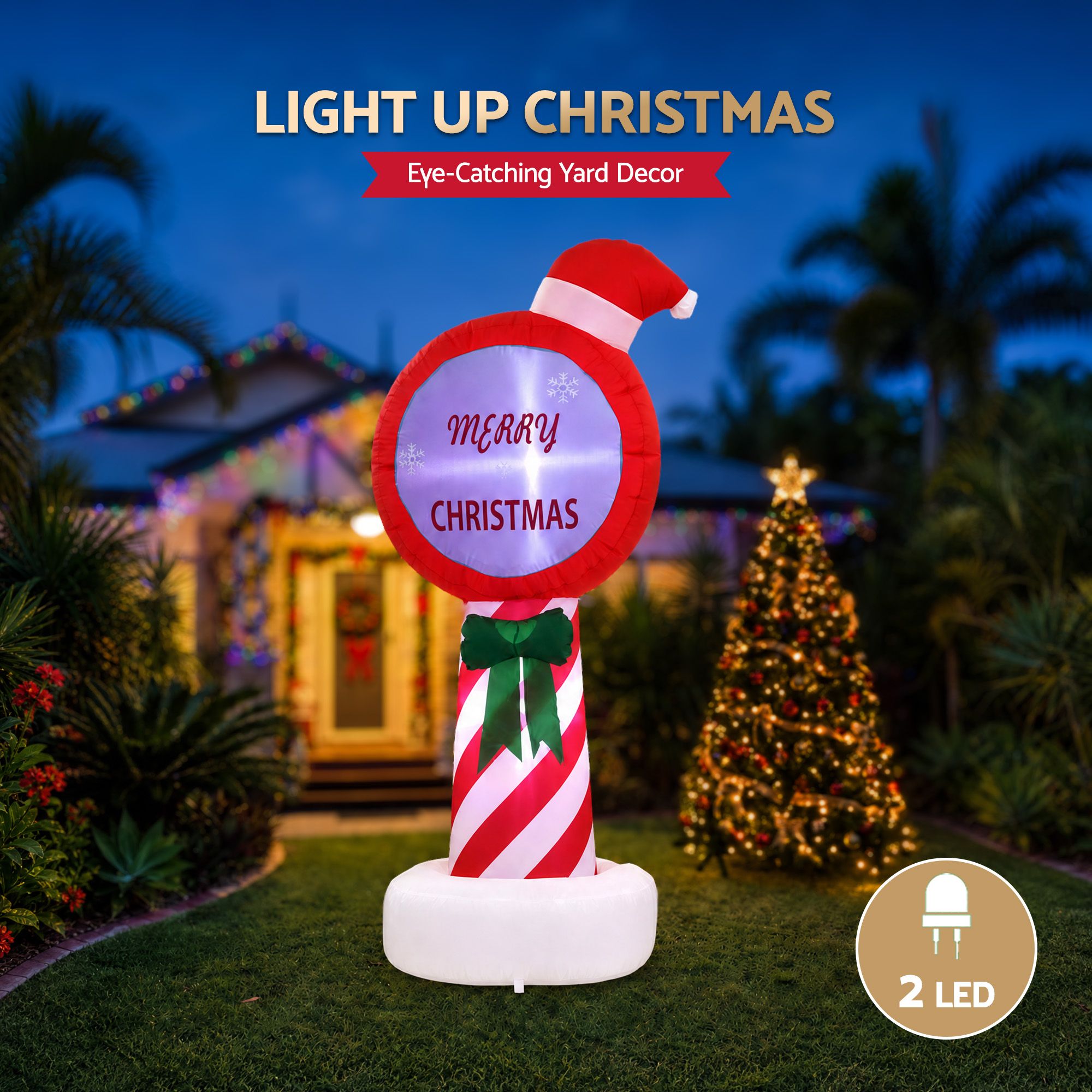 1.8M Christmas Inflatable Pole with LED Lights