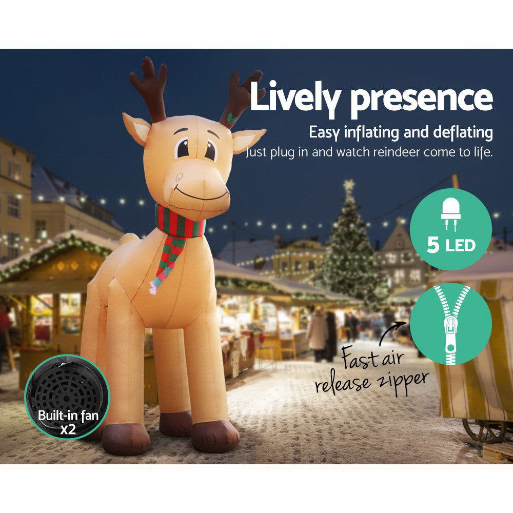 Christmas Inflatable Reindeer 5M Illuminated