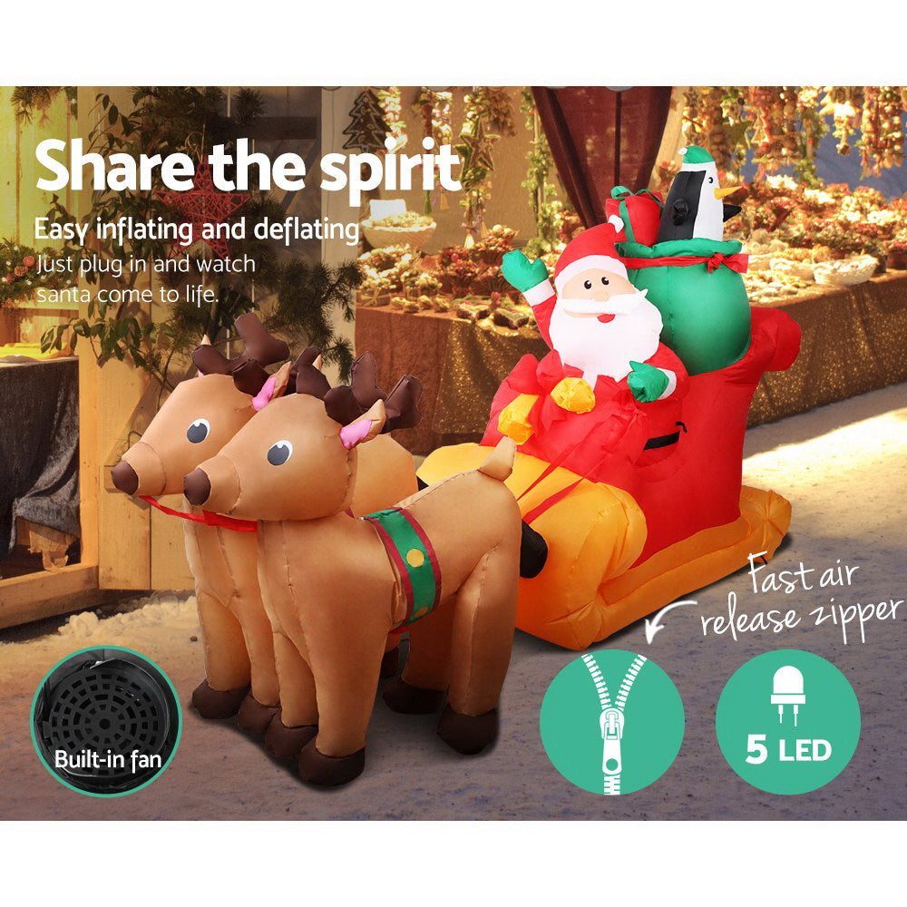 Christmas Inflatable Santa Sleigh 2.2M LED