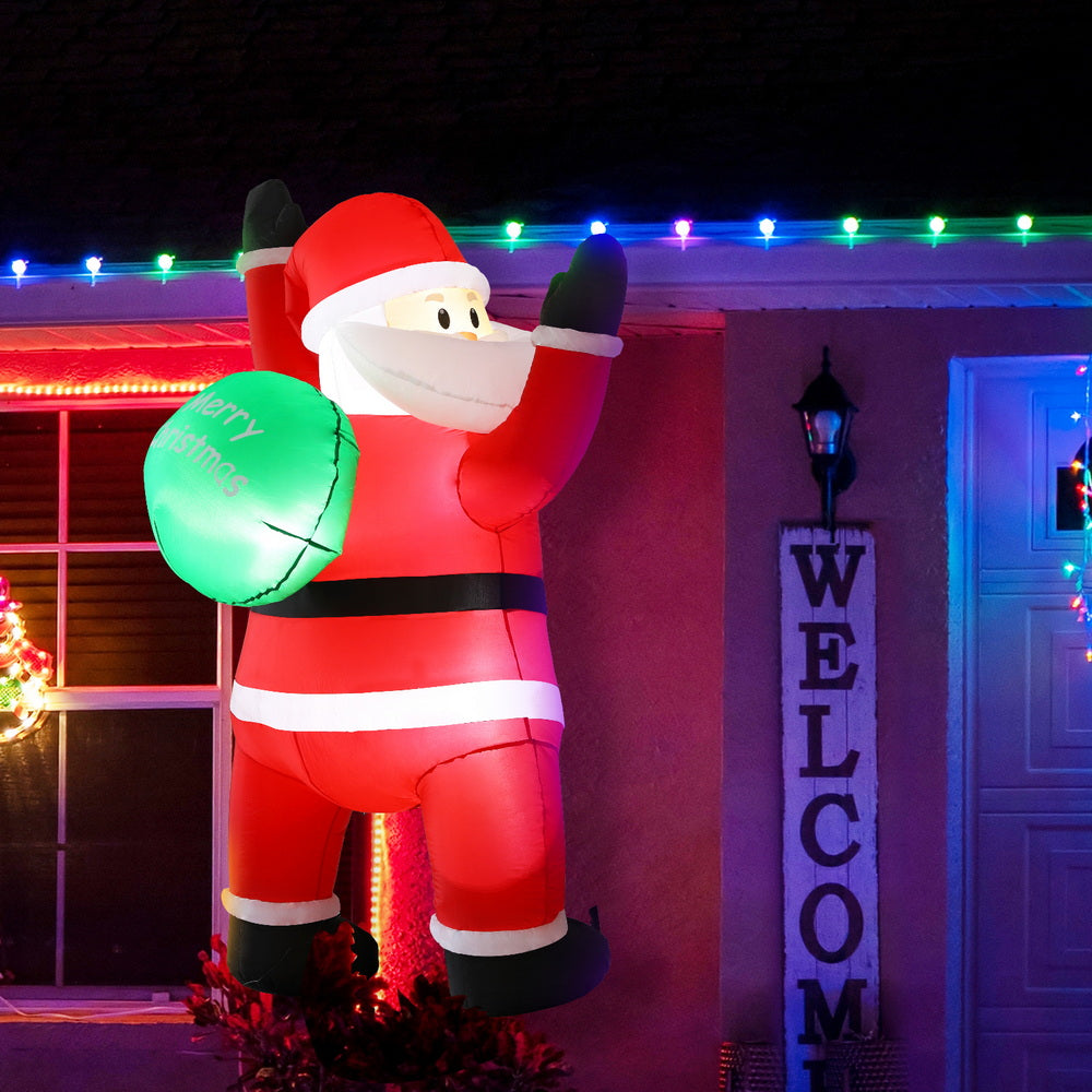 1.9M Christmas Inflatable Climbing Santa with LED Lights