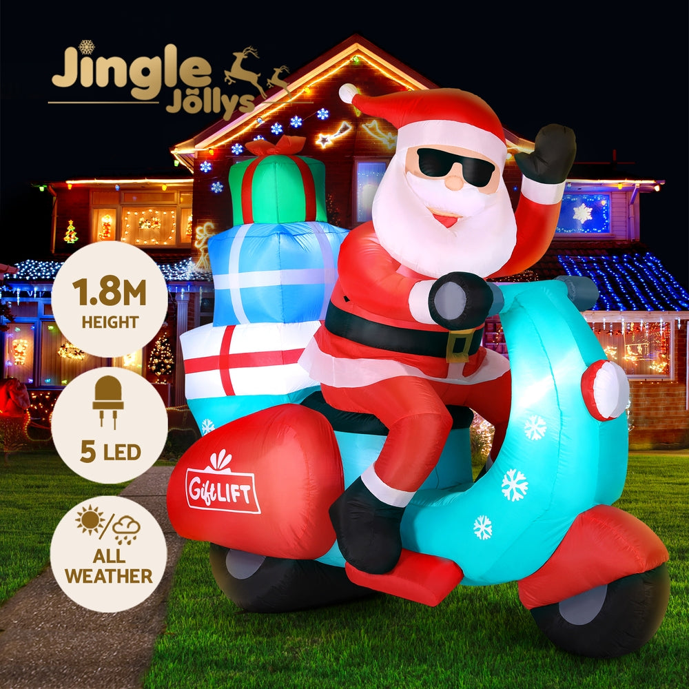 Santa Motorbike Christmas Inflatable with LED Lights