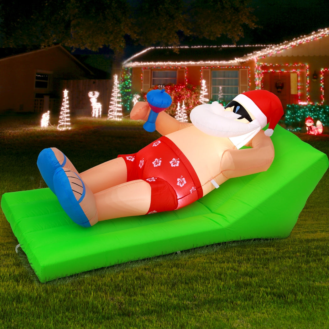Christmas Inflatable Santa on Beach with LED Lights