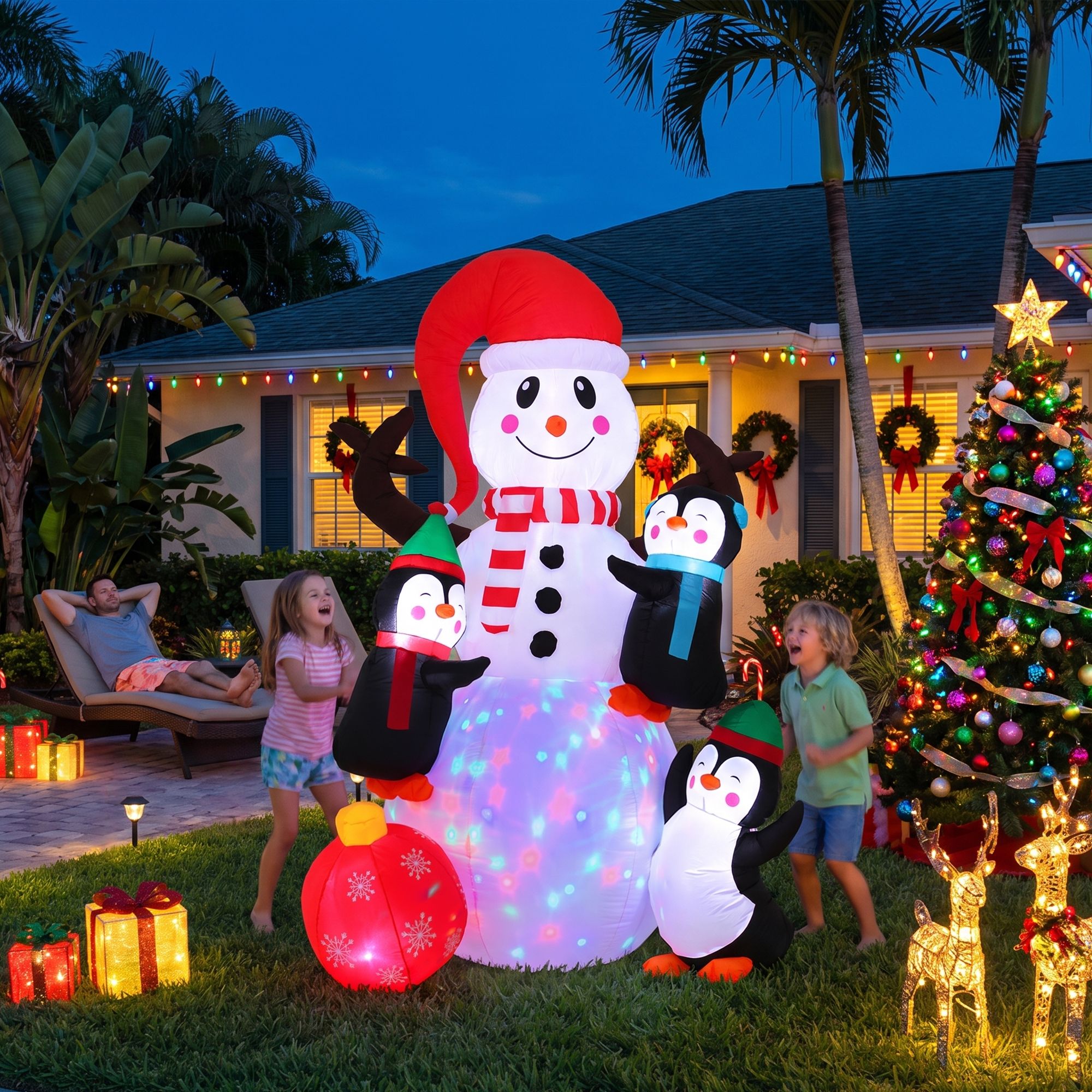 Jingle Jollys 1.8M Christmas Inflatable Snowman with LEDs