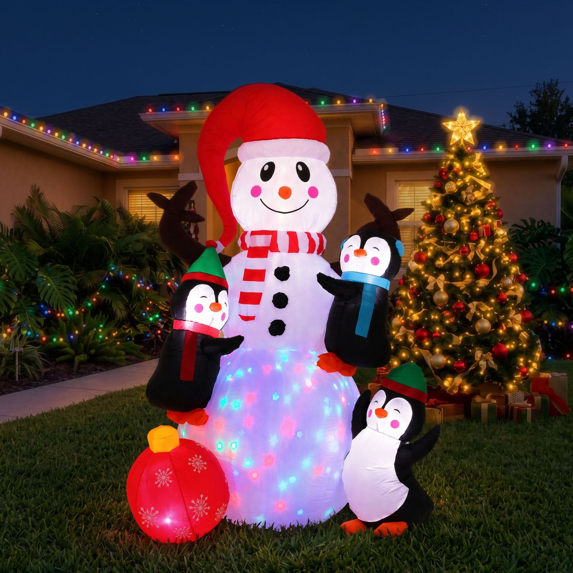Jingle Jollys 1.8M Christmas Inflatable Snowman with LEDs