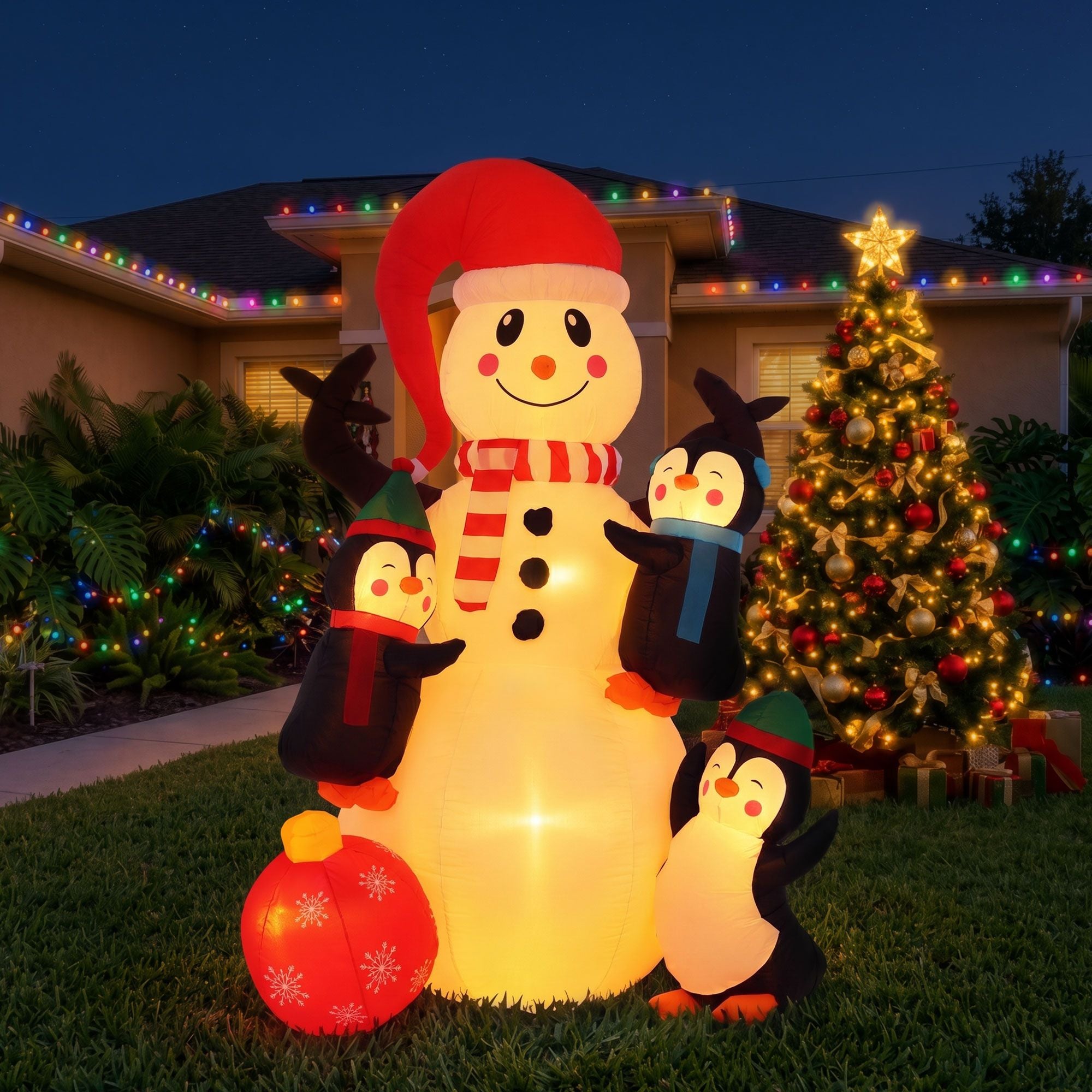 Jingle Jollys 1.8M Christmas Inflatable Snowman Warm White LEDs