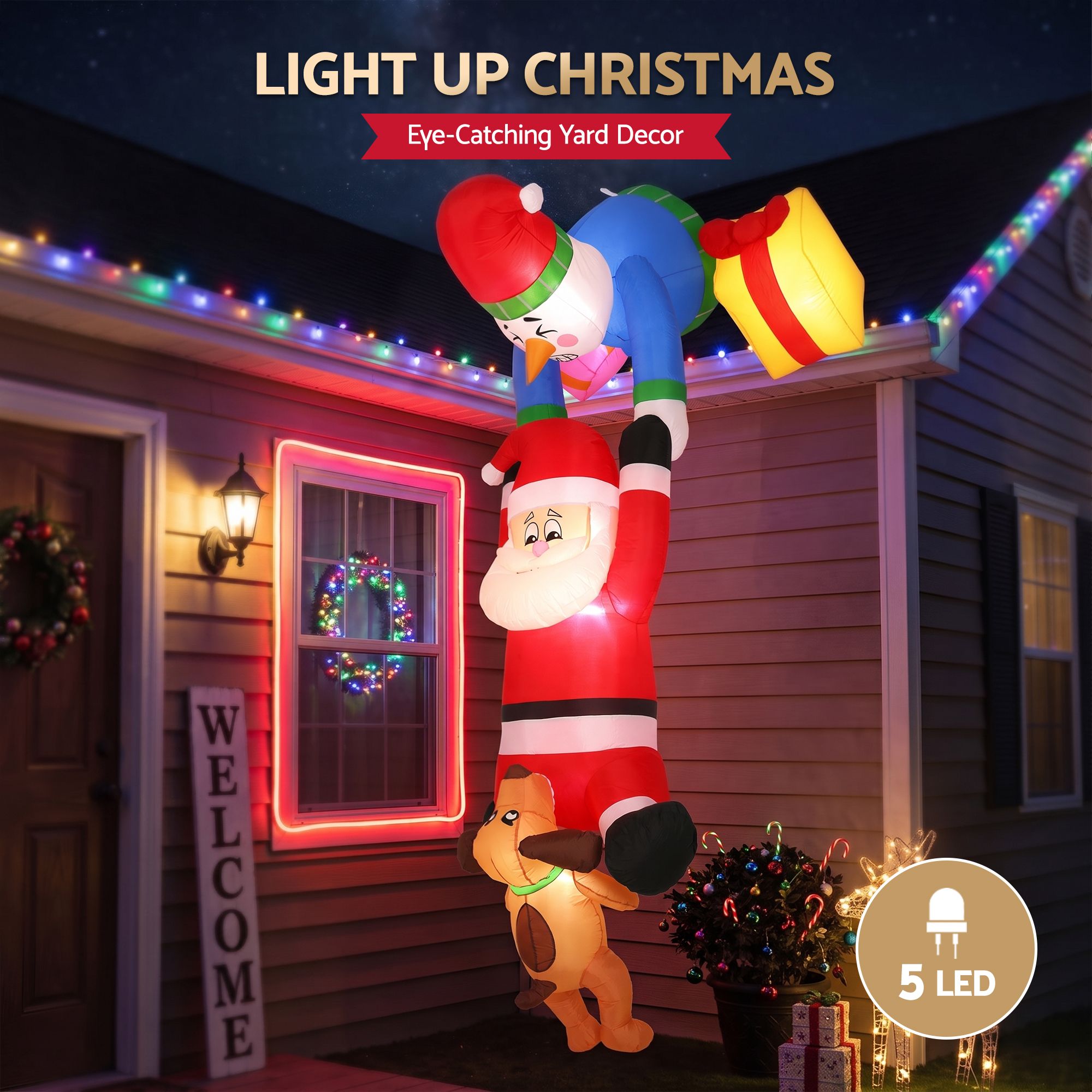 Jingle Jollys 3.5m Climbing Santa Christmas Inflatable with LED