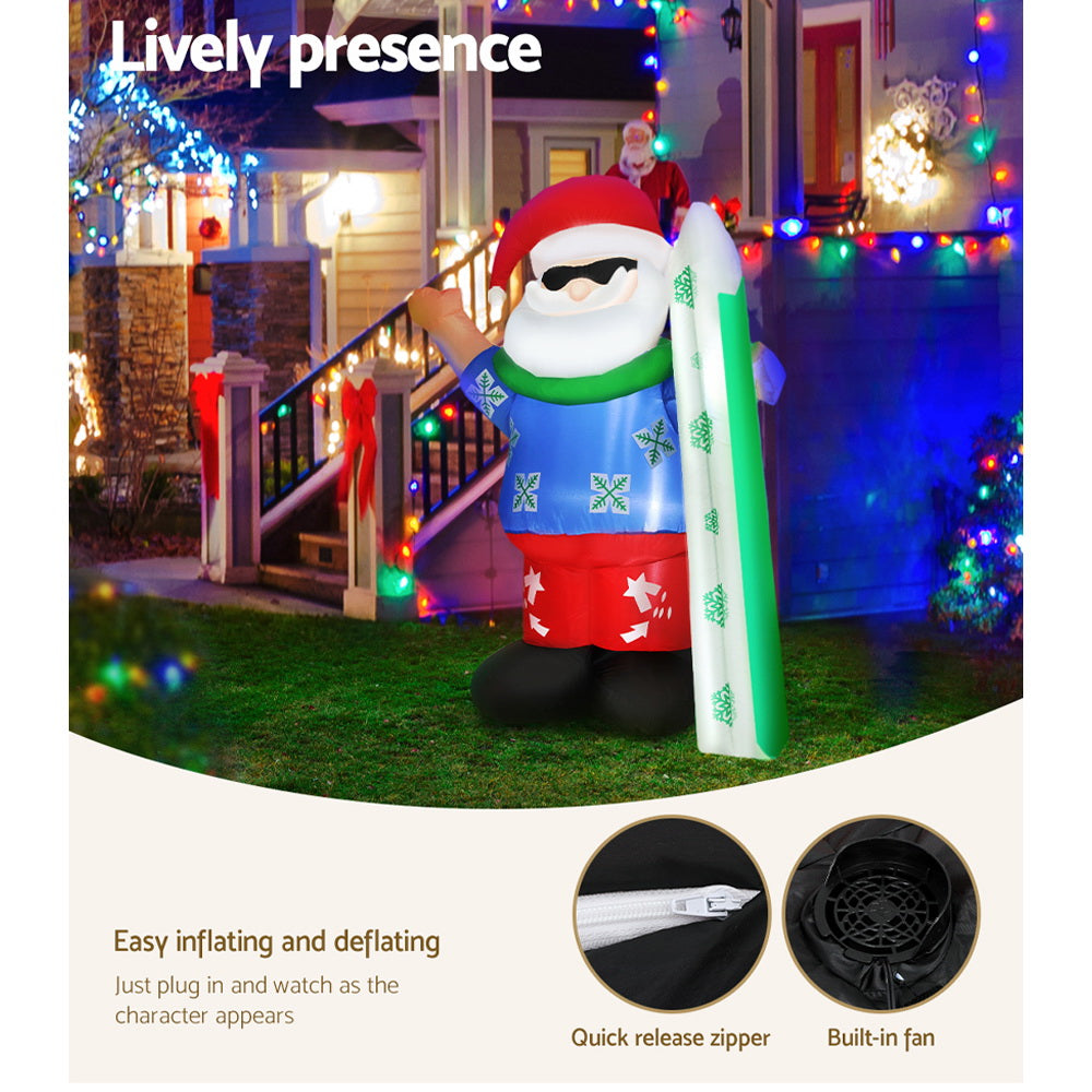 1.6M Christmas Inflatable Santa with LED Lights