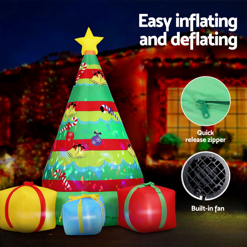 Christmas Inflatable Gift Tree 2.2M Height Flashing Light Illuminated