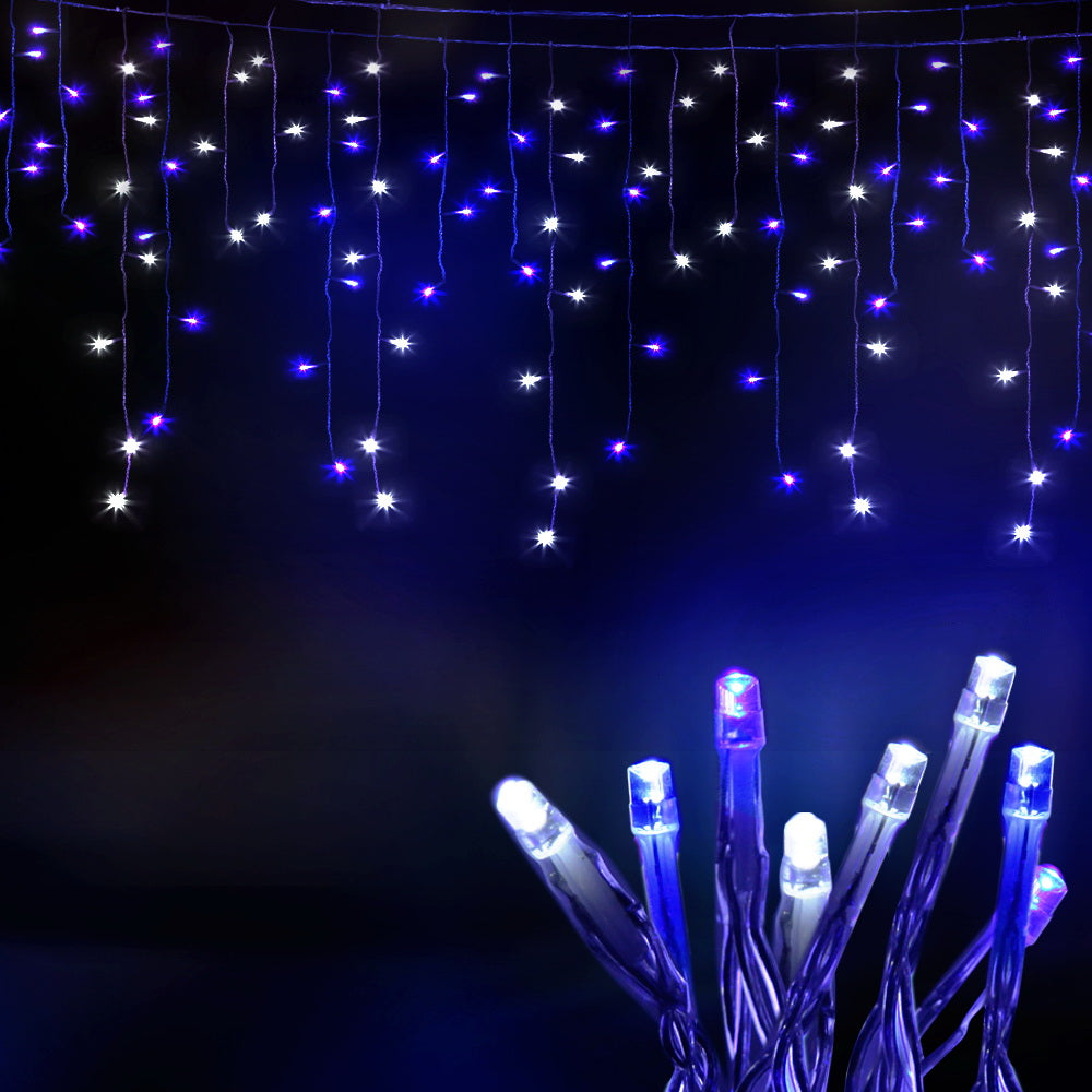 20M Christmas Lights Icicle Light 800 LED Blue White