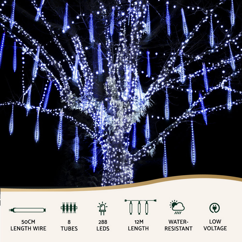 7M Meteor Shower Christmas Lights 288 LED Icicle Lights