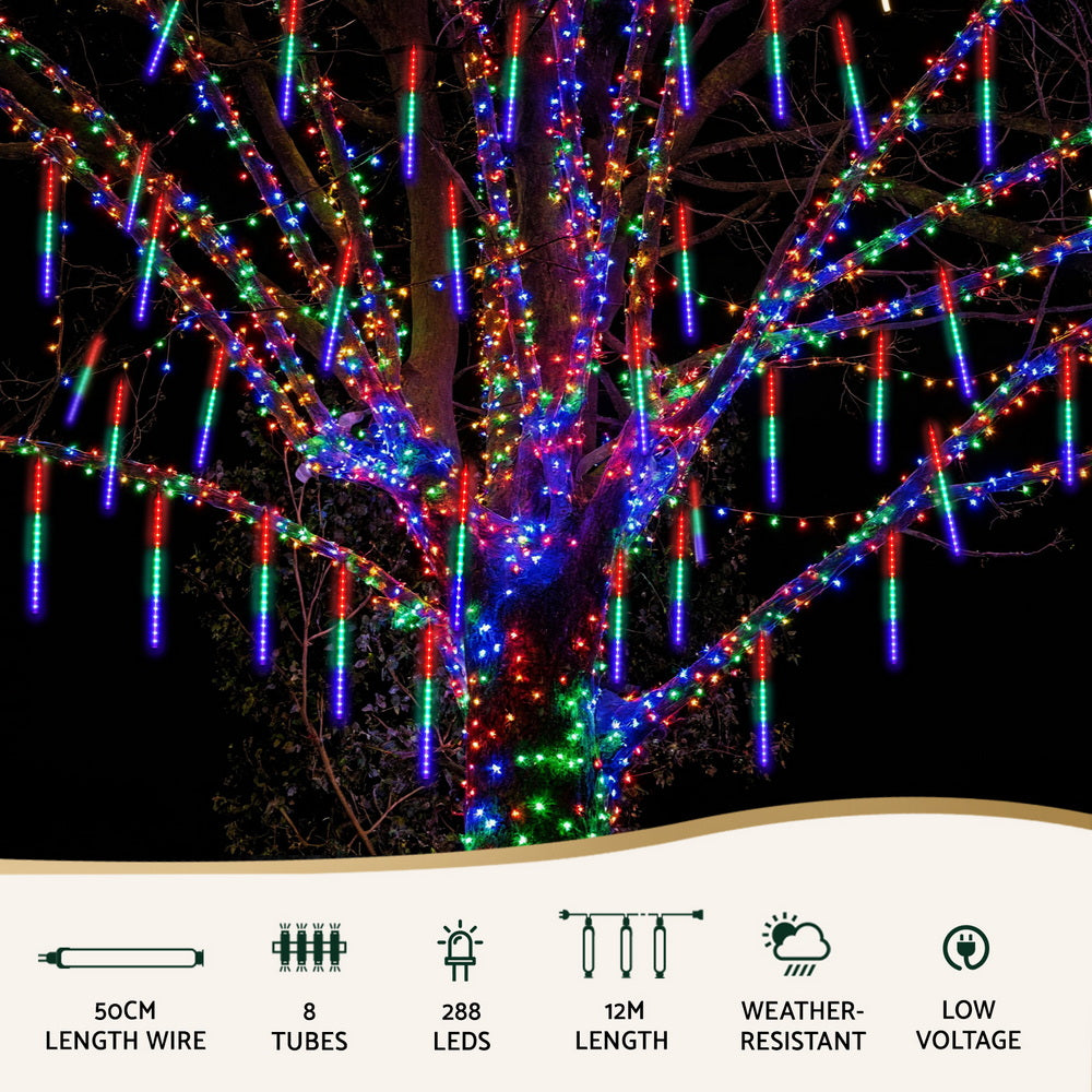 7m Christmas Shower Lights β 288 LED Icicle Falling Meteor Effect