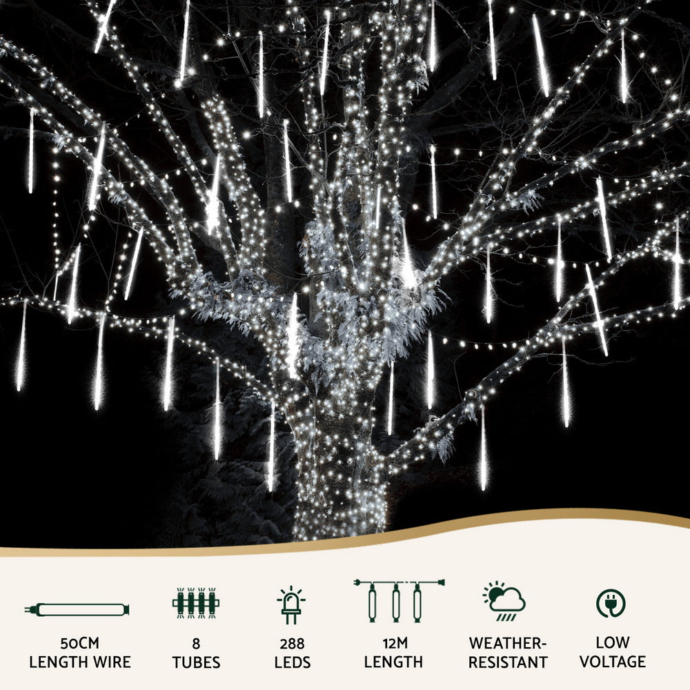 7M Christmas Lights Shower Light 288 LED Icicle Falling Meteor