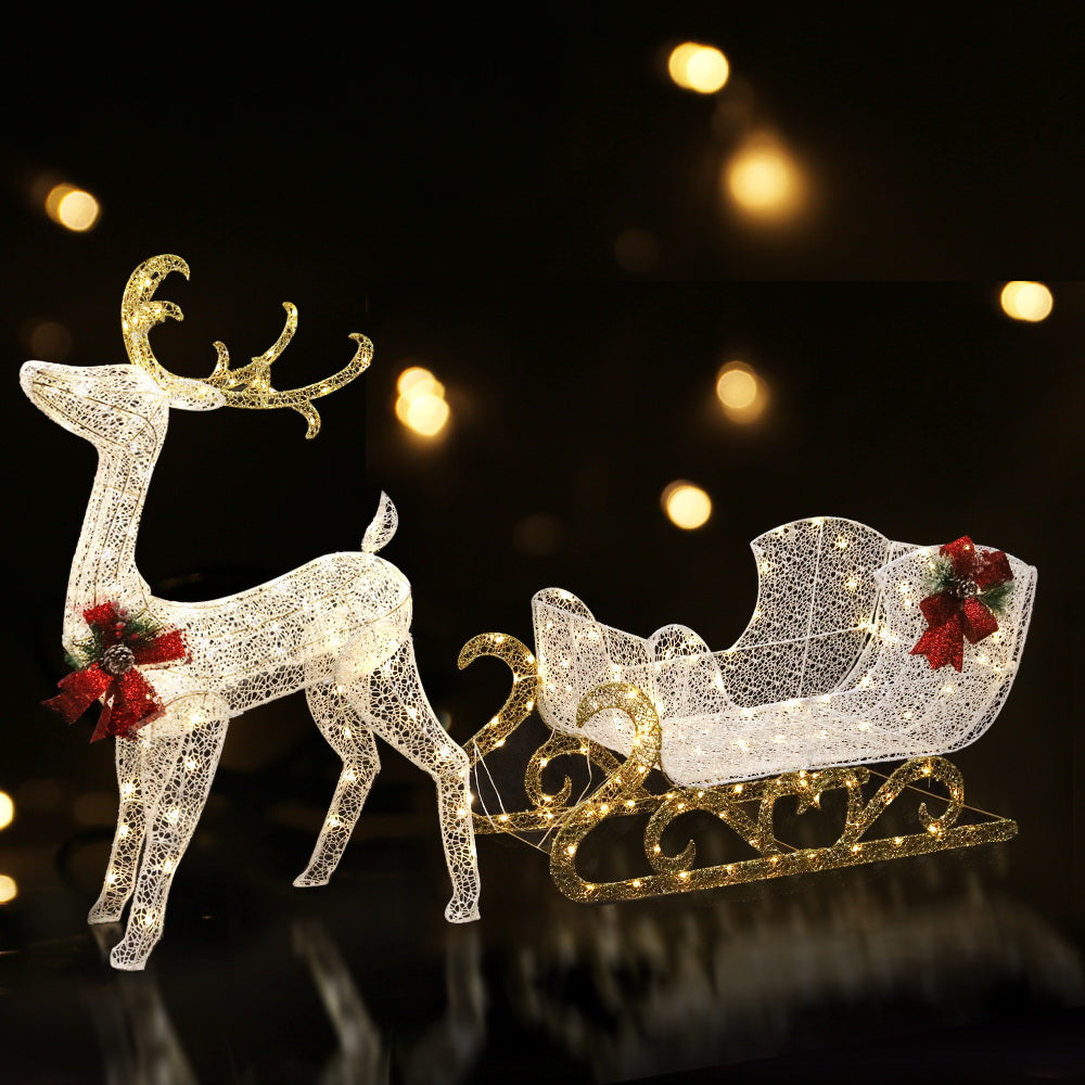 215 LED Christmas Reindeer Sleigh
