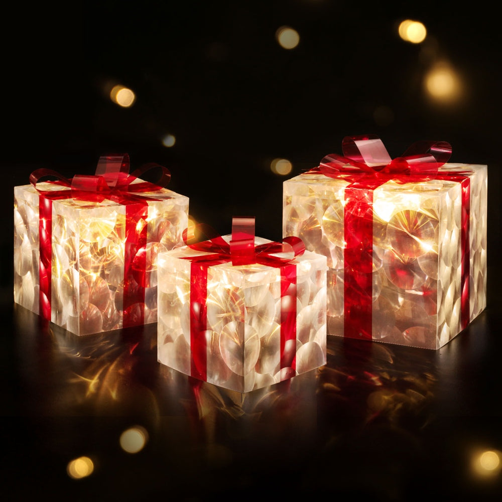 3 Piece Christmas Gift Box LED Lights 70 LED Set