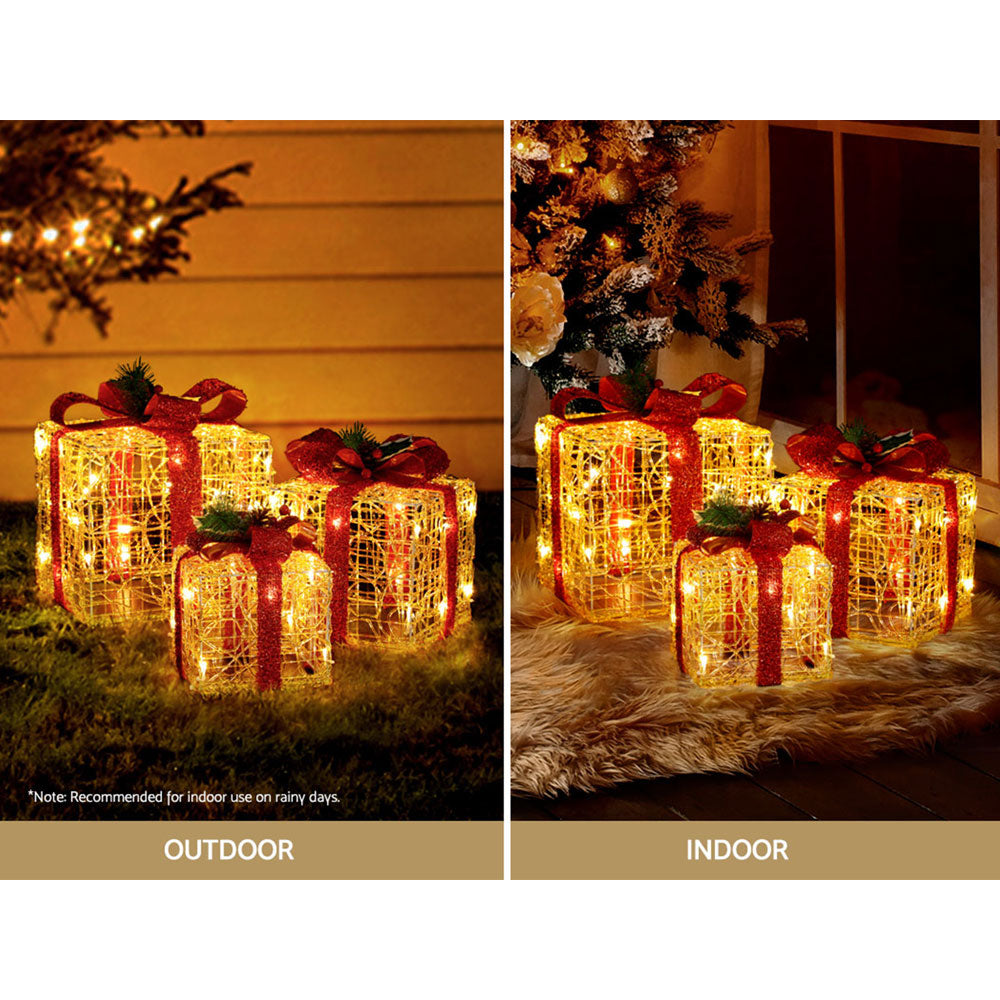 3 Piece Christmas Gift Box LED Light Set 48 LEDs