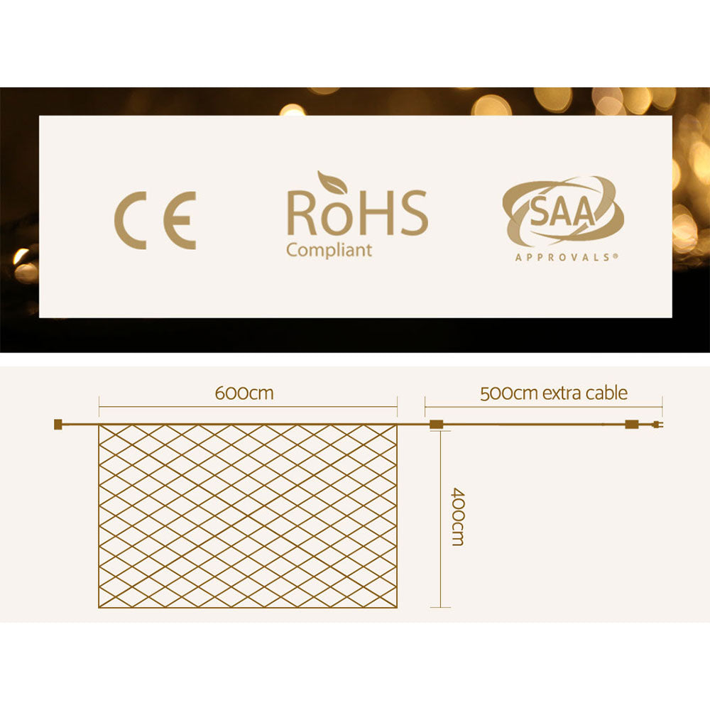 1000 LED Christmas Lights 4mx6m Net String Light Warm White