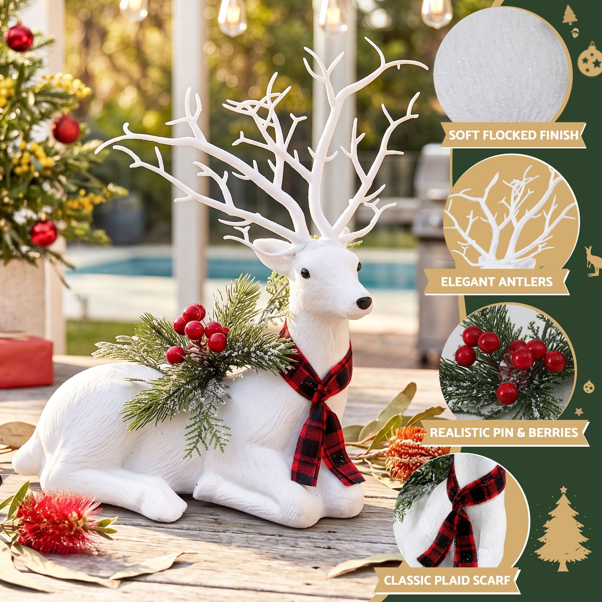 32cm Glitter Christmas Reindeer Decoration