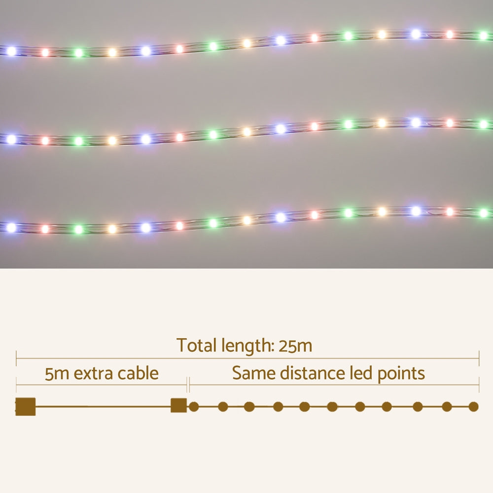 20M Christmas Lights String Rope Light 600 LED Colorful