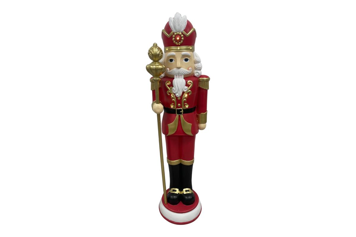 Large Light-Up Christmas Nutcracker – 157cm Red & Gold