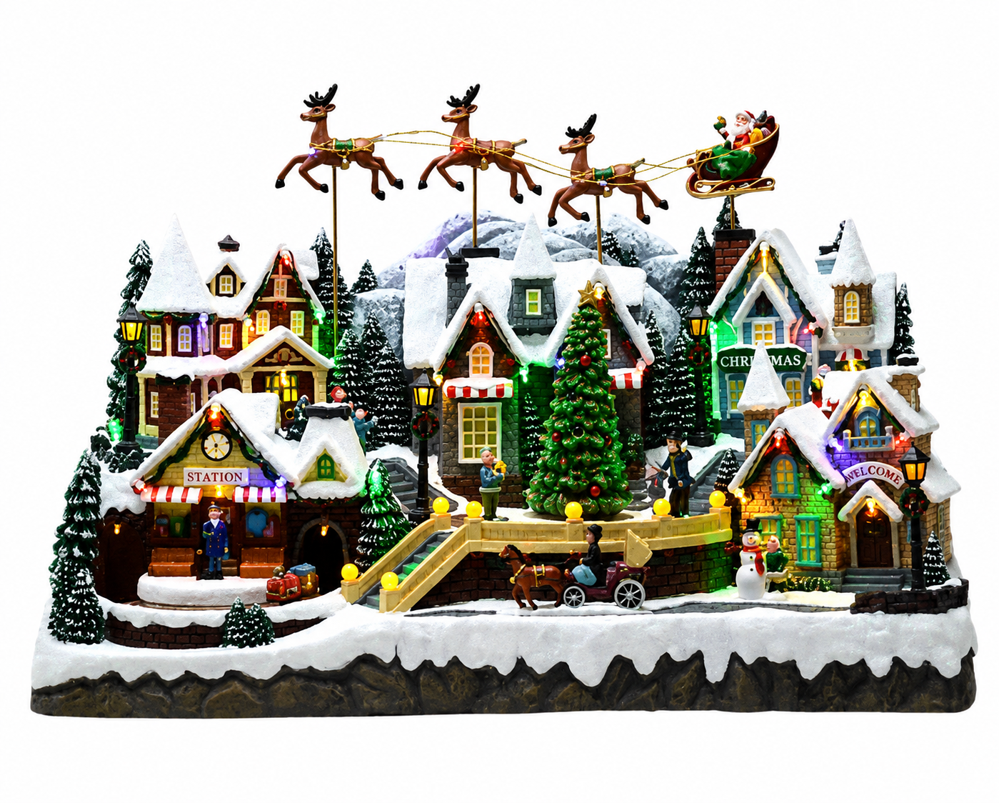 Large LED Santa's Village Christmas Display 55cmH