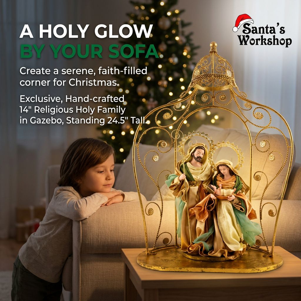 63cm Handmade Holy Family Nativity Gazebo