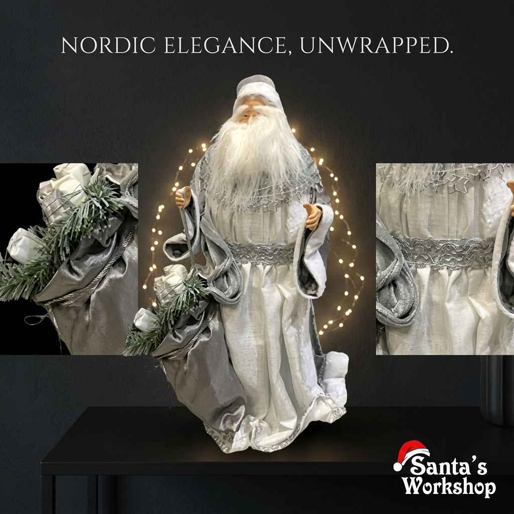 Grey & White Standing Santa – 55cm