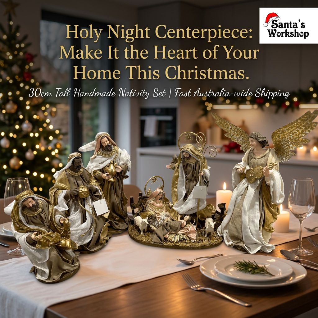30cm Handmade Nativity Set with Holy Family & Angel