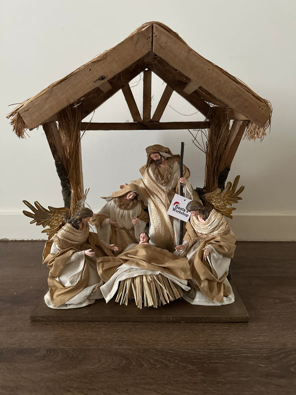 41cm Nativity Set with Holy Family, Angels & Barn Animals