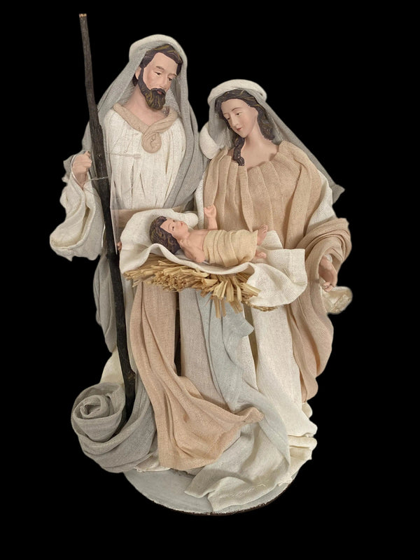 35cm Beige & White Holy Family Nativity Ornament