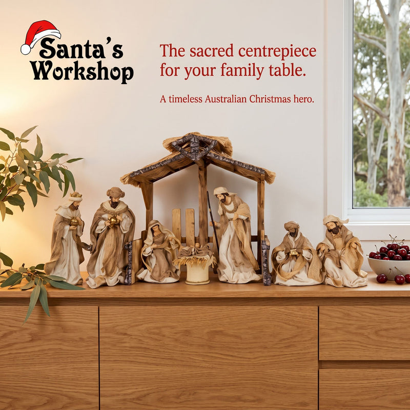 PRE-ORDER | 53cm Handmade Nativity Scene with Stable
