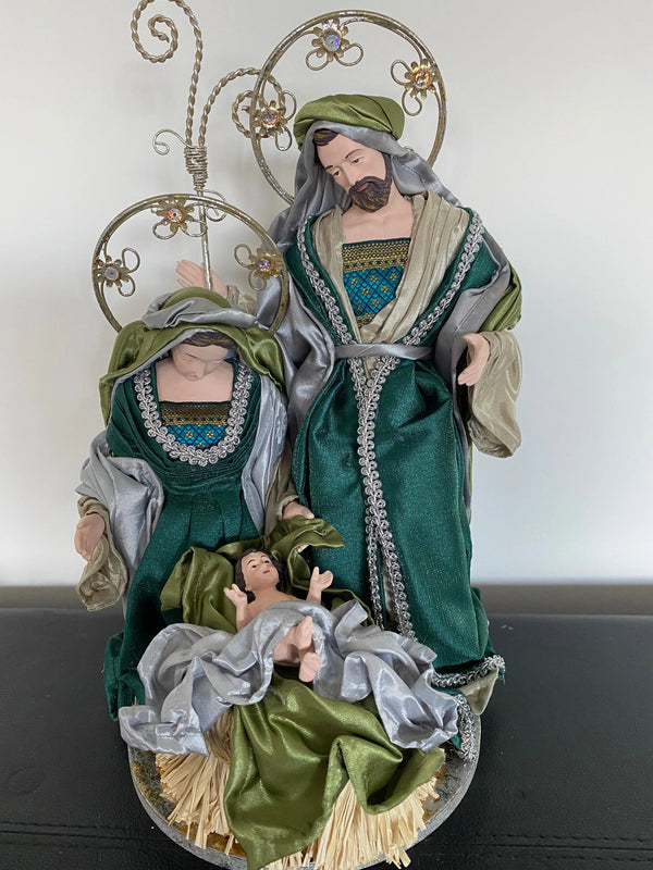 51cm Handmade Nativity Set with Angels & Manger