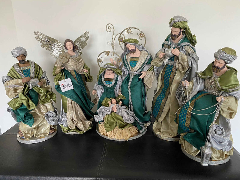51cm Handmade Nativity Set with Angels & Manger
