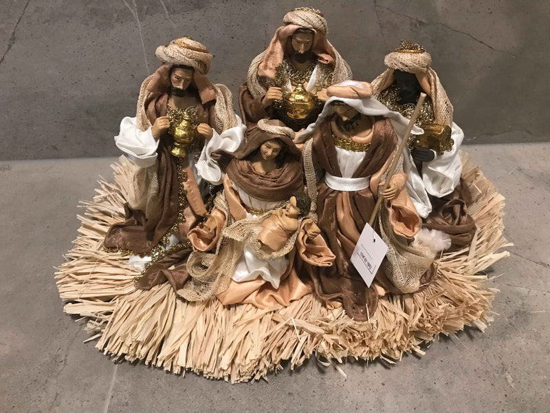 53cm Brown Holy Family Nativity Set with Manger