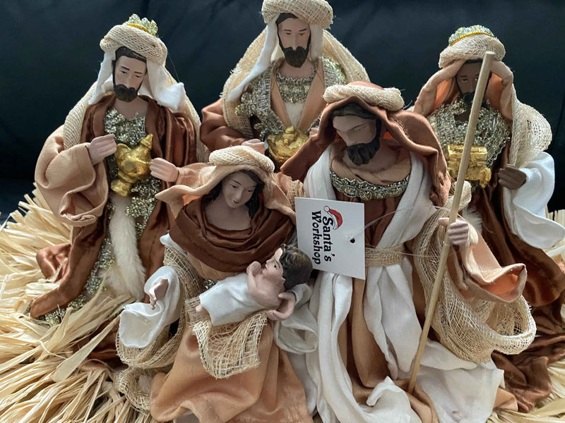 53cm Brown Holy Family Nativity Set with Manger
