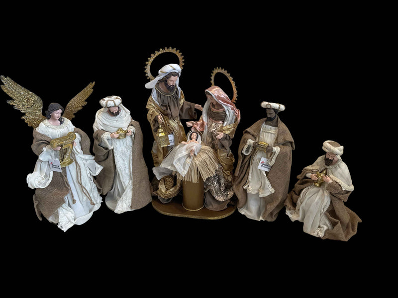 55cm Handmade Nativity Set with Angel & Three Wise Men