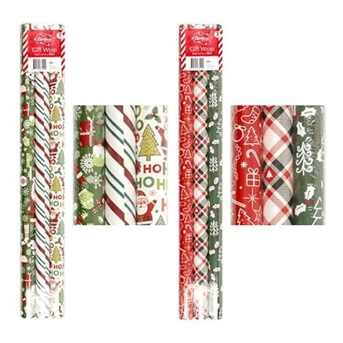 Christmas Gift Wrap – 3 Pack Assorted Designs