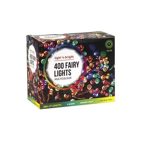 400 Multicolour Solar Fairy Lights – 28M Lit Length
