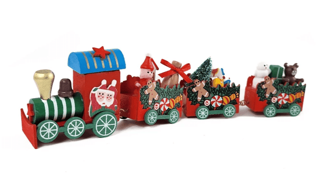 Green Wheel Wooden Christmas Train